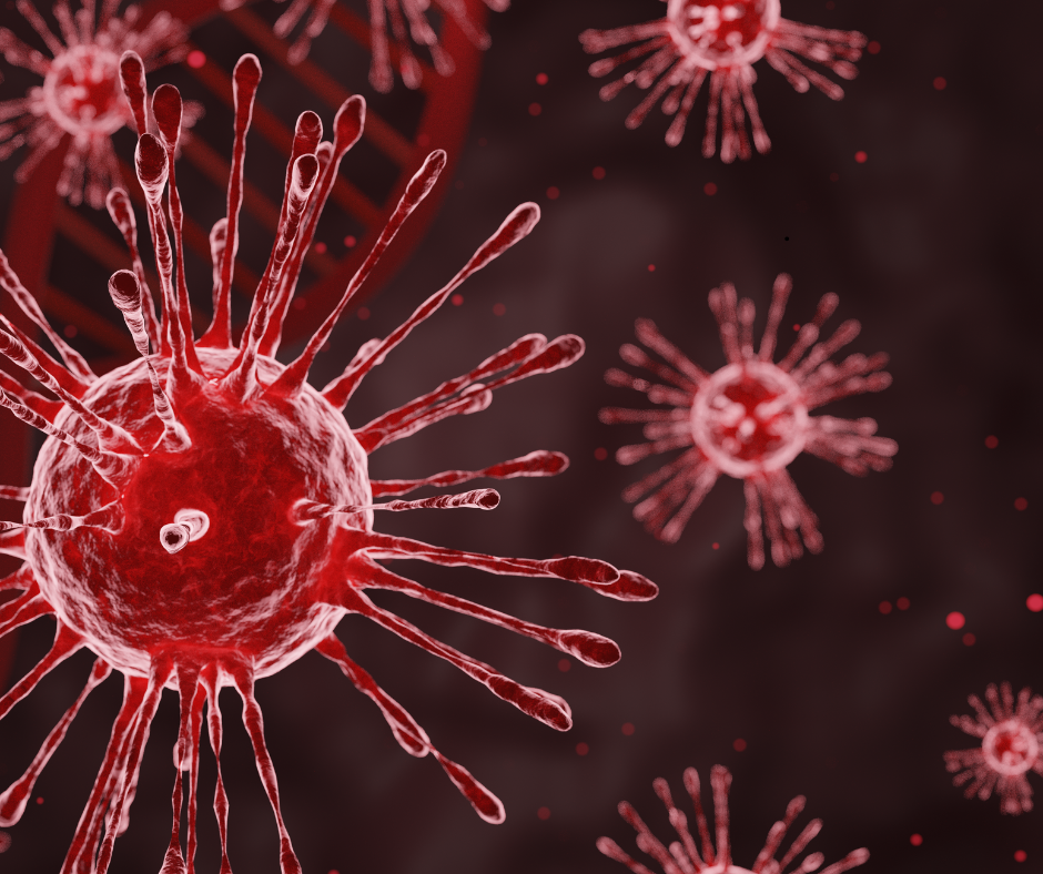 Multiple magnified virus particles